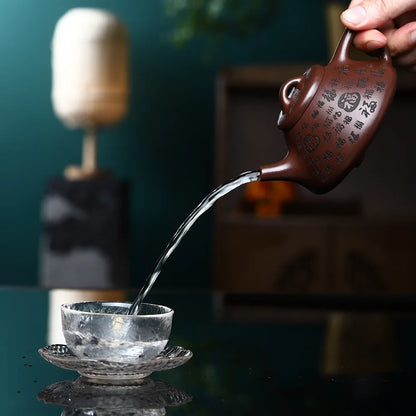 220cc Chinese Yixing Purple Clay Teapots Raw Ore Zhu Mud Stone Scoop Tea Pot Household Zisha Beauty Kettle Tea Set Accessories
