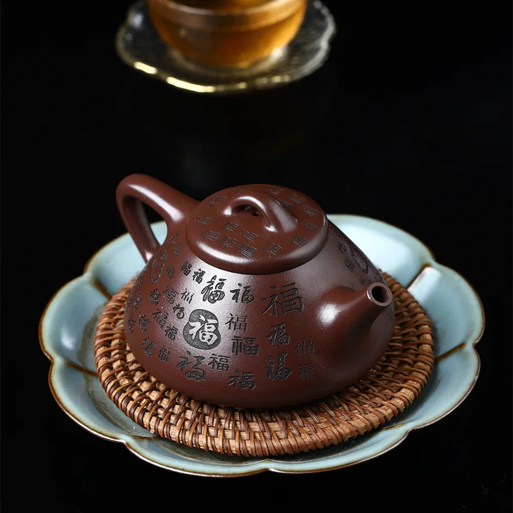 220cc Chinese Yixing Purple Clay Teapots Raw Ore Zhu Mud Stone Scoop Tea Pot Household Zisha Beauty Kettle Tea Set Accessories