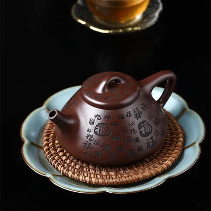 220cc Chinese Yixing Purple Clay Teapots Raw Ore Zhu Mud Stone Scoop Tea Pot Household Zisha Beauty Kettle Tea Set Accessories