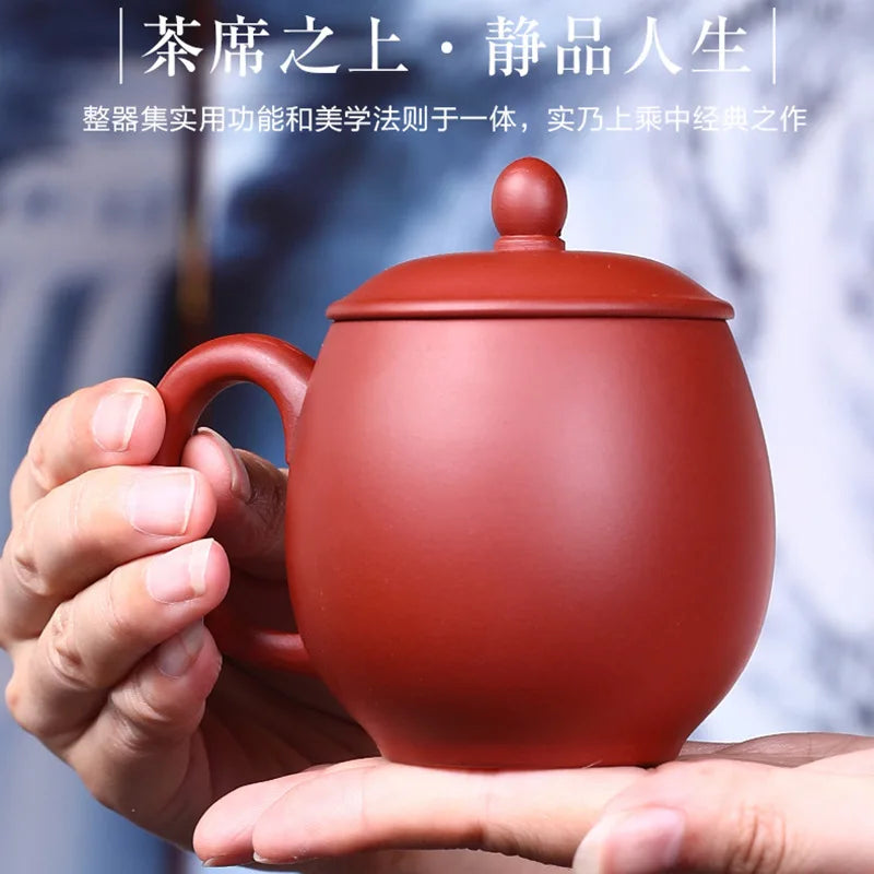 220cc Yixing Dracaena Sanderiana Purple Clay Cup Handmade Purple Clay Cup with Cover Tea Set dahaopao Tea Cup