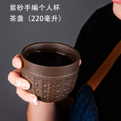 220cc Yixing Purple Clay Handmade Mud Painting Harvest Tea Cup Creative Natural Ore Master Cup Chinese Kung Fu Teacups Drinkware