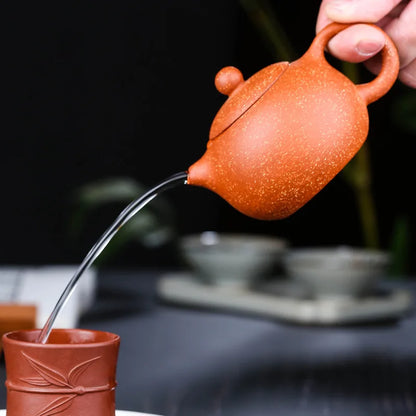 220cc Yixing Purple Clay Pot Hand-painted Dragon Blood Sand Tea Pot Xishi Pot Tea Coffee Teapot and Cup Set Heated Kettle Puer