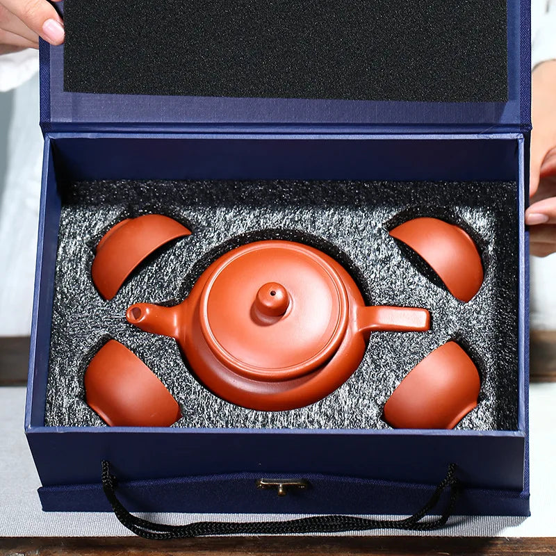 220cc Yixing Purple Clay Small Tea Set Include 1 Pot4 Cups Xishi Pot  Ceremony zisha Ceramic Pottery Teacup china Kung Fu Tea
