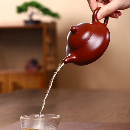 220cc Yixing Purple Clay Teapot Handmade Zhu Mud Kettle Chinese Beauty Tea Infuser Raw Ore Zisha Tea Pot Home Drinkware
