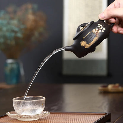 220cc Yixing Raw Ore Purple Sand Shipiao Pot Traditional Pattern Purple Clay Teapot Handmade Kettle Tea Pot Kung Fu Teaware