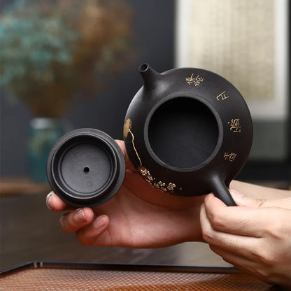 220cc Yixing Raw Ore Purple Sand Shipiao Pot Traditional Pattern Purple Clay Teapot Handmade Kettle Tea Pot Kung Fu Teaware