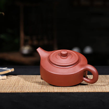 220cc Zisha Pot Famous Hand-made Jujube Red Mud High Quality Purple Sand Week Teapot Black Tea Pu'er Pot Decoration