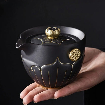 220ml Antique Ceramic Master Cup Chinese Portable Gaiwan Custom Tea Accessories Handmade Beauty Tea Infuser Tradition Teaware