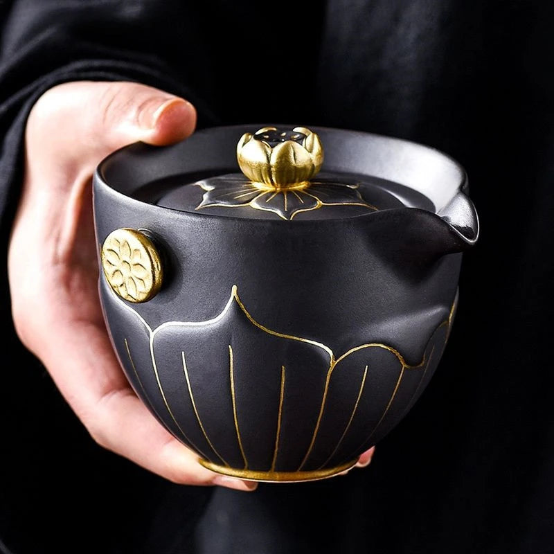 220ml Antique Ceramic Master Cup Chinese Portable Gaiwan Custom Tea Accessories Handmade Beauty Tea Infuser Tradition Teaware