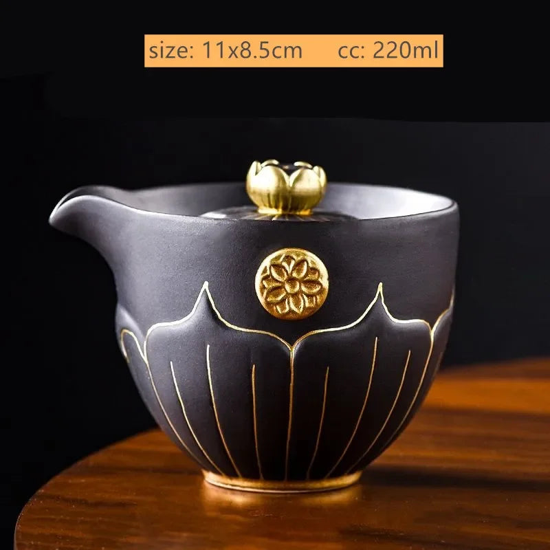 220ml Antique Ceramic Master Cup Chinese Portable Gaiwan Custom Tea Accessories Handmade Beauty Tea Infuser Tradition Teaware