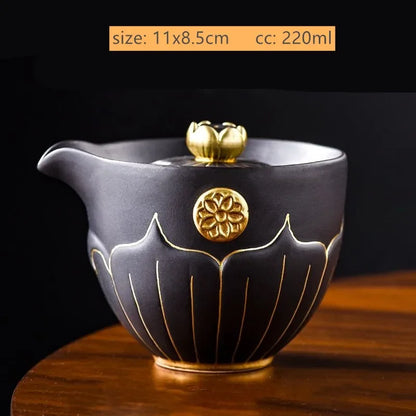 220ml Antique Ceramic Master Cup Chinese Portable Gaiwan Custom Tea Accessories Handmade Beauty Tea Infuser Tradition Teaware
