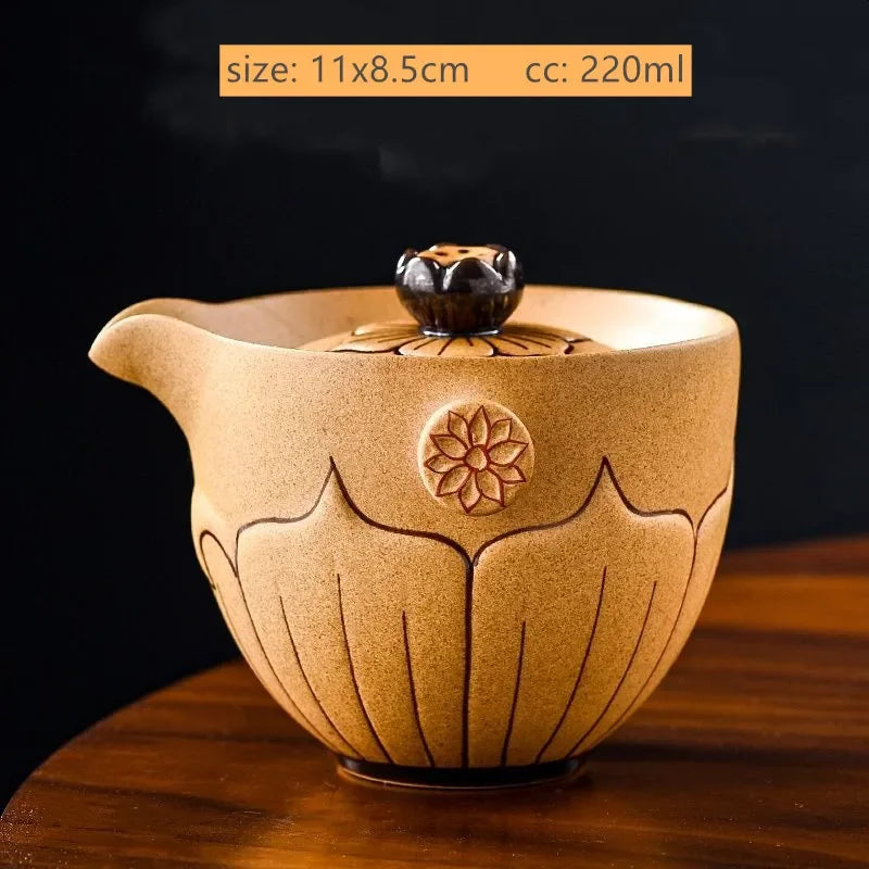 220ml Antique Ceramic Master Cup Chinese Portable Gaiwan Custom Tea Accessories Handmade Beauty Tea Infuser Tradition Teaware