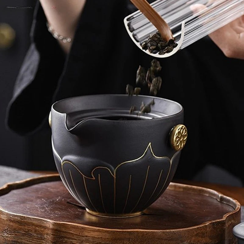 220ml Antique Ceramic Master Cup Chinese Portable Gaiwan Custom Tea Accessories Handmade Beauty Tea Infuser Tradition Teaware