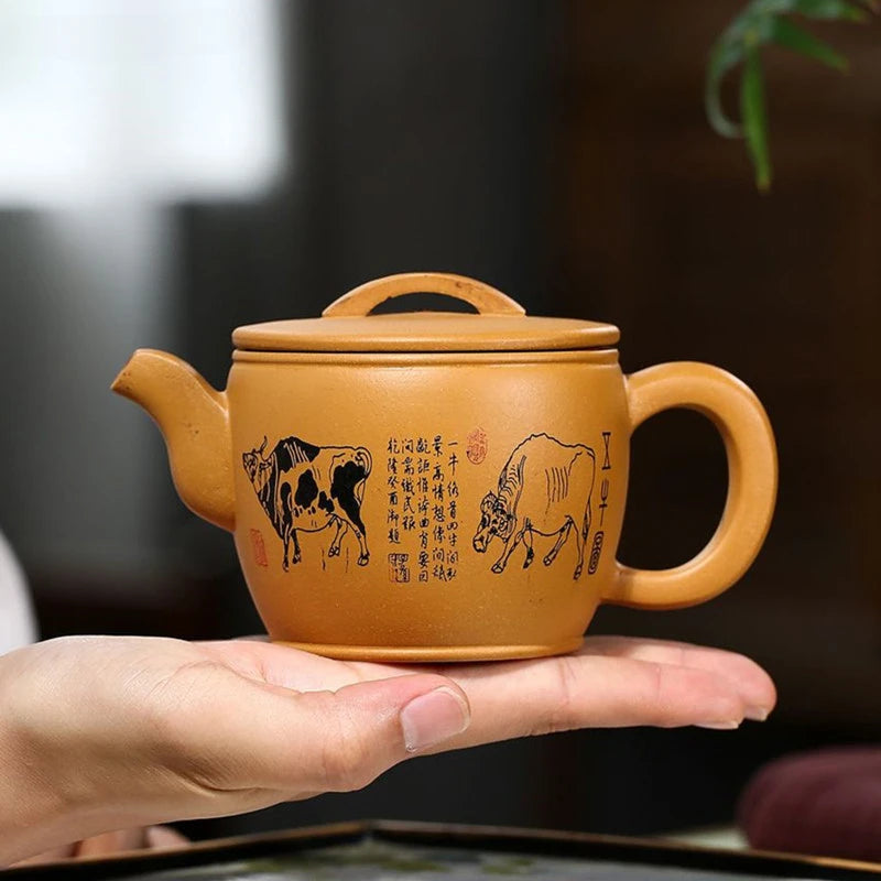 220ml Antique Yixing Purple Clay Tea Pot Raw Ore Section Mud Filter Teaware Handmade Customized Beauty Teapot Zisha Tea Infuser