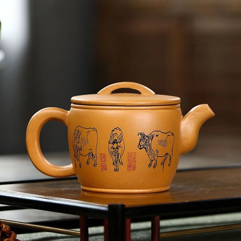 220ml Antique Yixing Purple Clay Tea Pot Raw Ore Section Mud Filter Teaware Handmade Customized Beauty Teapot Zisha Tea Infuser