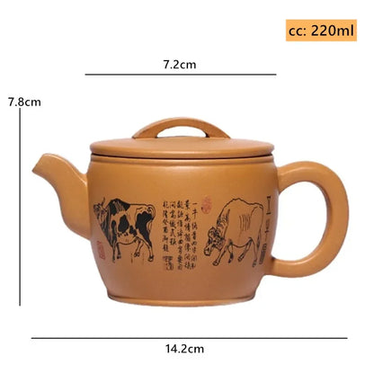 220ml Antique Yixing Purple Clay Tea Pot Raw Ore Section Mud Filter Teaware Handmade Customized Beauty Teapot Zisha Tea Infuser