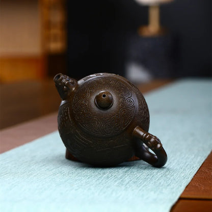 220ml Antique Yixing Purple Clay Tea Pot Raw Ore Zhu Mud Stone Scoop Teapot Chinese Beauty Filter Tea Infuser Zisha Teaware