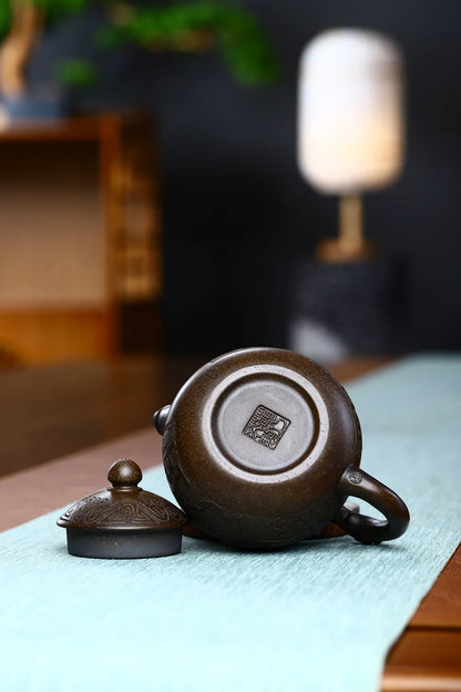220ml Antique Yixing Purple Clay Tea Pot Raw Ore Zhu Mud Stone Scoop Teapot Chinese Beauty Filter Tea Infuser Zisha Teaware