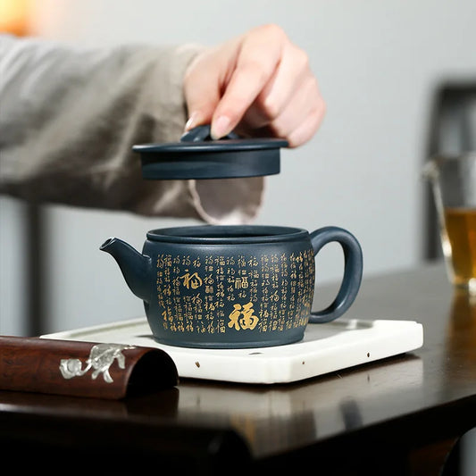 220ml Authentic Yixing Master Purely Hand-carved Raw Ore Teapot Household Chinese Puer Kung Fu Teaset Accessories Gift Packaging