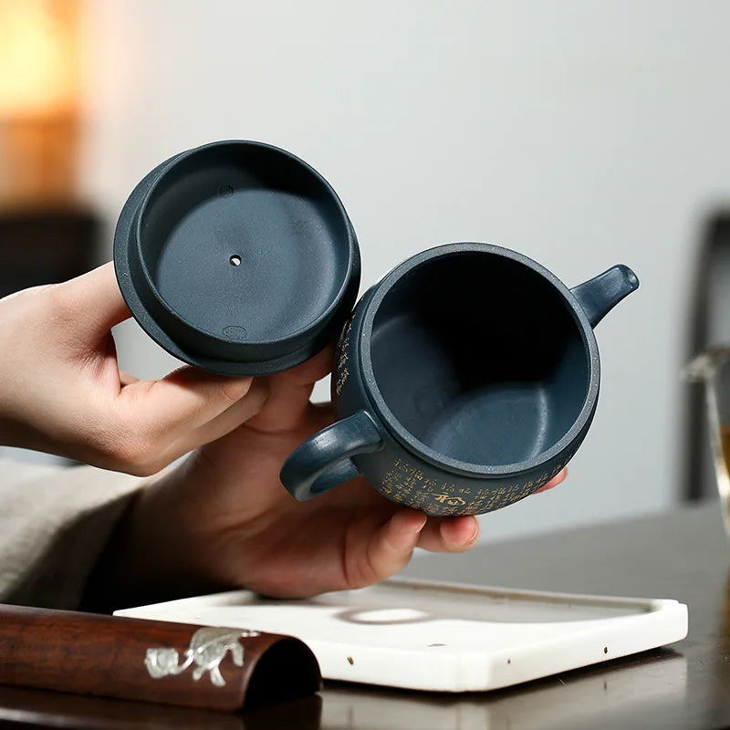 220ml Authentic Yixing Master Purely Hand-carved Raw Ore Teapot Household Chinese Puer Kung Fu Teaset Accessories Gift Packaging