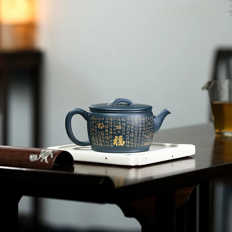 220ml Authentic Yixing Master Purely Hand-carved Raw Ore Teapot Household Chinese Puer Kung Fu Teaset Accessories Gift Packaging