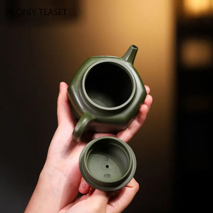 220ml Authentic Yixing Purple Clay Teapot Famous Artists Handmade Tea Pot Raw Ore Green Mud Kettle Chinese Zisha Tea Set Teaware