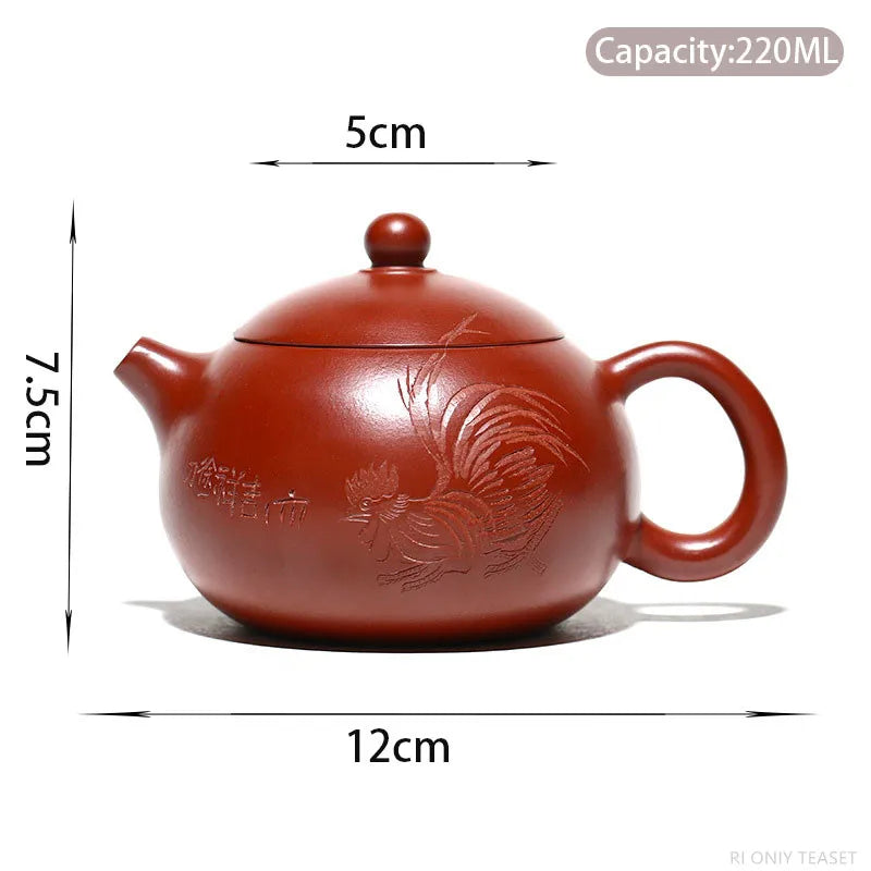 220ml Authentic Yixing Purple Clay Teapots Famous Handmade Xishi Tea Pot Raw Ore Dahongpao Beauty Kettle Zisha Tea Set Teaware