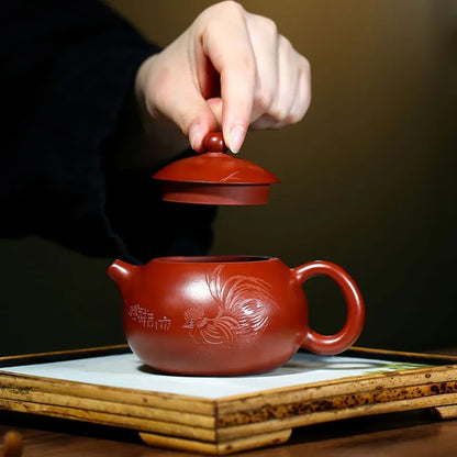 220ml Authentic Yixing Purple Clay Teapots Famous Handmade Xishi Tea Pot Raw Ore Dahongpao Beauty Kettle Zisha Tea Set Teaware