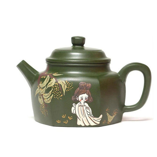 220ml Authentic Yixing Purple Clay Teapots Handmade Hexagonal Tea Pot Raw Ore Green Mud Kettle Chinese Zisha Tea Set Teaware
