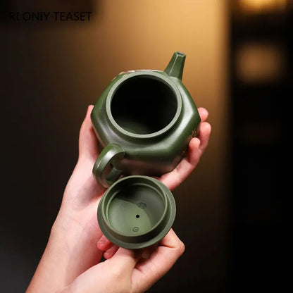 220ml Authentic Yixing Purple Clay Teapots Handmade Hexagonal Tea Pot Raw Ore Green Mud Kettle Chinese Zisha Tea Set Teaware