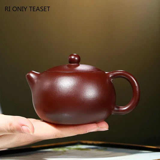 220ml Chinese Yixing Famous Purple Clay Teapots Tradition Handmade Xishi Tea Pot Beauty Kettle Raw Ore Zisha Teaware Gifts