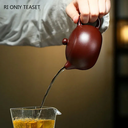 220ml Chinese Yixing Famous Purple Clay Teapots Tradition Handmade Xishi Tea Pot Beauty Kettle Raw Ore Zisha Teaware Gifts