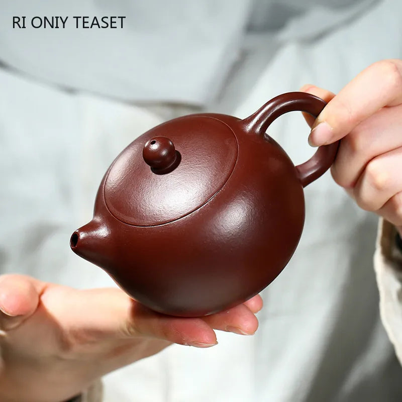 220ml Chinese Yixing Famous Purple Clay Teapots Tradition Handmade Xishi Tea Pot Beauty Kettle Raw Ore Zisha Teaware Gifts