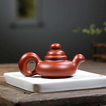 220ml Chinese Yixing High-end Handmade Purple Clay Teapot  Capacity Famous Artists Hand-carved Tea Pot Kettle Zisha Tea Set