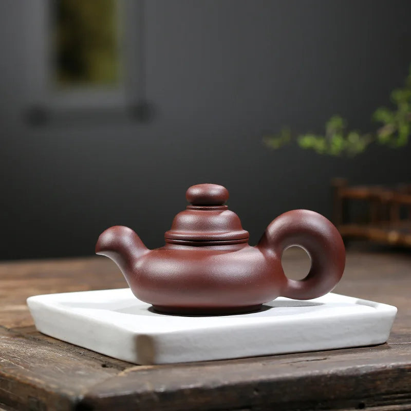 220ml Chinese Yixing High-end Handmade Purple Clay Teapot  Capacity Famous Artists Hand-carved Tea Pot Kettle Zisha Tea Set