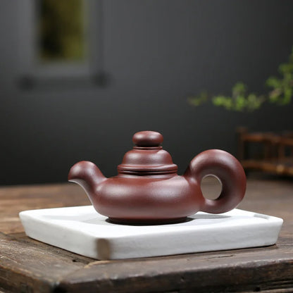 220ml Chinese Yixing High-end Handmade Purple Clay Teapot  Capacity Famous Artists Hand-carved Tea Pot Kettle Zisha Tea Set