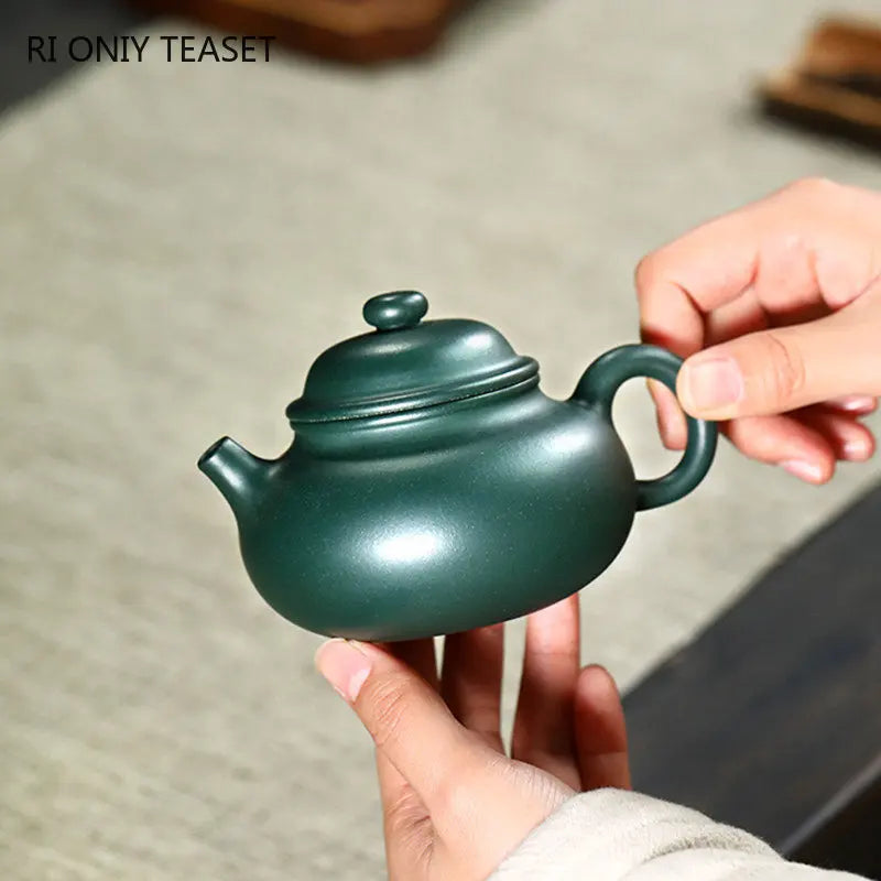 220ml Chinese Yixing High-end Purple Clay Teapot Handmade Tea Pot Raw Ore Green Mud Kettle Famous Zisha Tea Set Collection Gifts