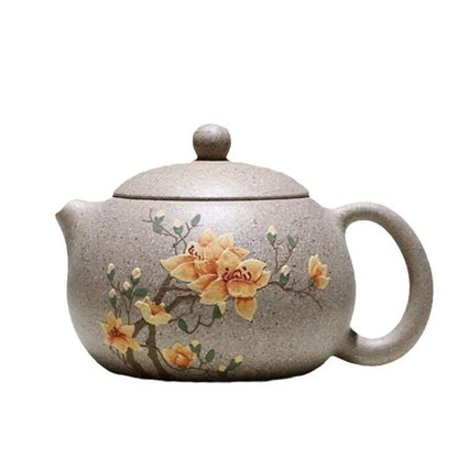 220ml Chinese Yixing High-end Purple Clay Teapots Mud-painted Flower Pattern Xishi Tea Pot Raw Ore Duan Mud Kettle Zisha Tea Set