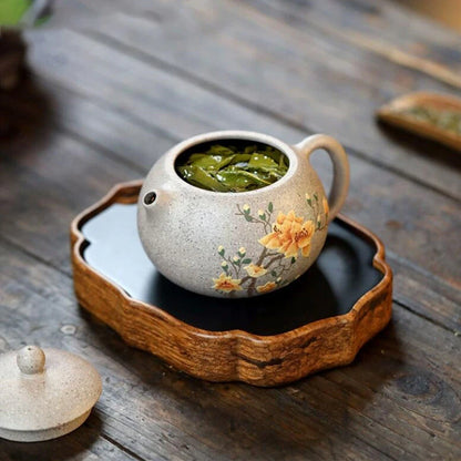220ml Chinese Yixing High-end Purple Clay Teapots Mud-painted Flower Pattern Xishi Tea Pot Raw Ore Duan Mud Kettle Zisha Tea Set