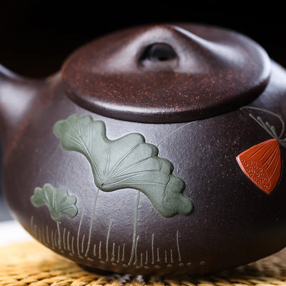 220ml Chinese Yixing Large Capacity Purple Clay Teapot Handmade Stone Scoop Tea Pot Raw Ore Beauty Kettle High-end Zisha Tea Set