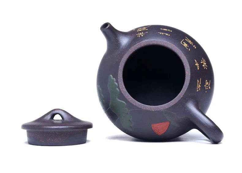 220ml Chinese Yixing Large Capacity Purple Clay Teapot Handmade Stone Scoop Tea Pot Raw Ore Beauty Kettle High-end Zisha Tea Set