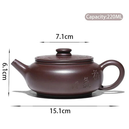 220ml Chinese Yixing Purple Clay Teapot Famous Artists Handmade Tea Pot Raw Ore Purple Mud Beauty Kettle Authentic Zisha Tea Set