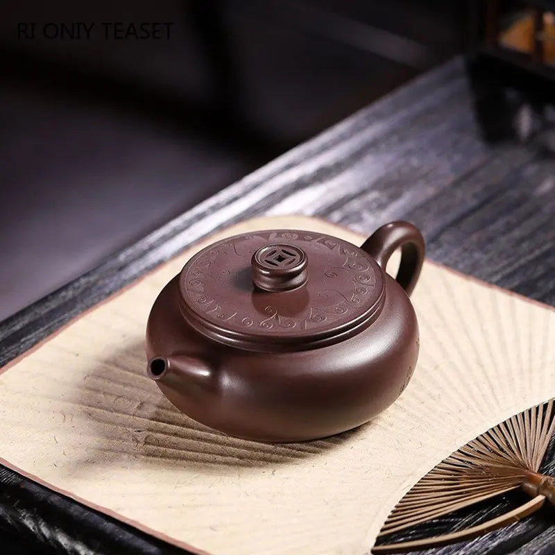 220ml Chinese Yixing Purple Clay Teapot Famous Artists Handmade Tea Pot Raw Ore Purple Mud Beauty Kettle Authentic Zisha Tea Set