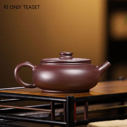 220ml Chinese Yixing Purple Clay Teapot Famous Artists Handmade Tea Pot Raw Ore Purple Mud Beauty Kettle Authentic Zisha Tea Set