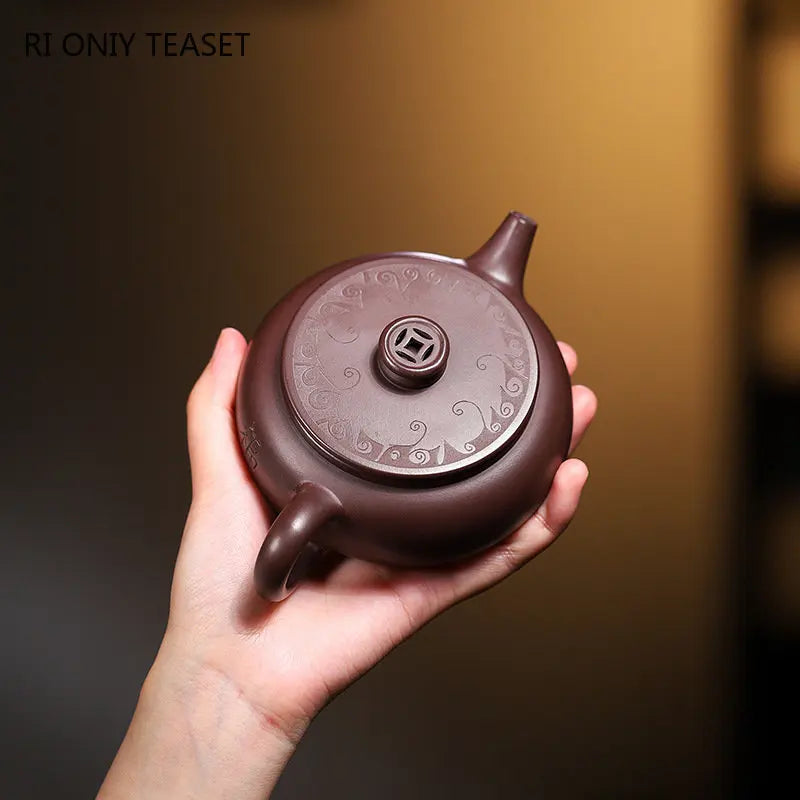 220ml Chinese Yixing Purple Clay Teapot Famous Artists Handmade Tea Pot Raw Ore Purple Mud Beauty Kettle Authentic Zisha Tea Set