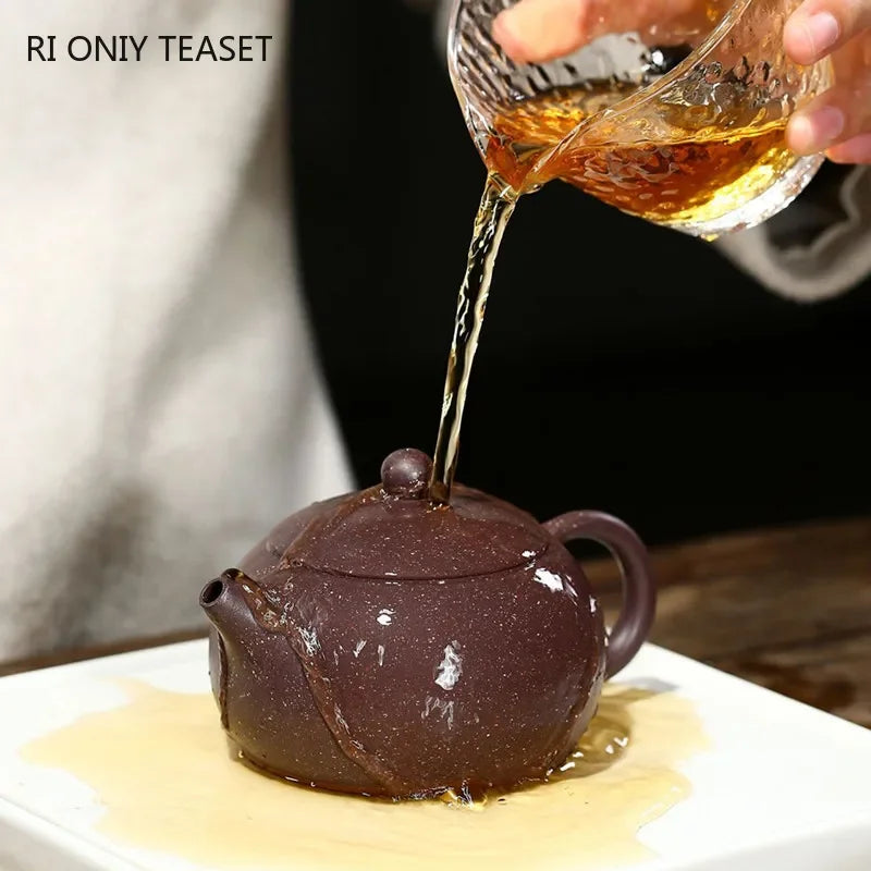 220ml Chinese Yixing Purple Clay Teapot Master Handmade Xishi Tea Pot Raw Ore Colorful Mud Kettle Authentic Zisha Tea Set Gifts