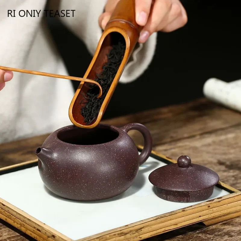 220ml Chinese Yixing Purple Clay Teapot Master Handmade Xishi Tea Pot Raw Ore Colorful Mud Kettle Authentic Zisha Tea Set Gifts