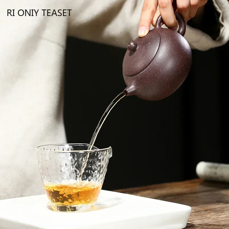 220ml Chinese Yixing Purple Clay Teapot Master Handmade Xishi Tea Pot Raw Ore Colorful Mud Kettle Authentic Zisha Tea Set Gifts