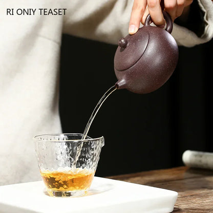 220ml Chinese Yixing Purple Clay Teapot Master Handmade Xishi Tea Pot Raw Ore Colorful Mud Kettle Authentic Zisha Tea Set Gifts