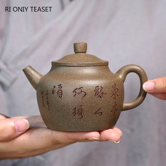 220ml Chinese Yixing Purple Clay Teapots Famous Artists Handmade Tea Pot Raw Ore Gray Section Mud Beauty Kettle Zisha Tea Set